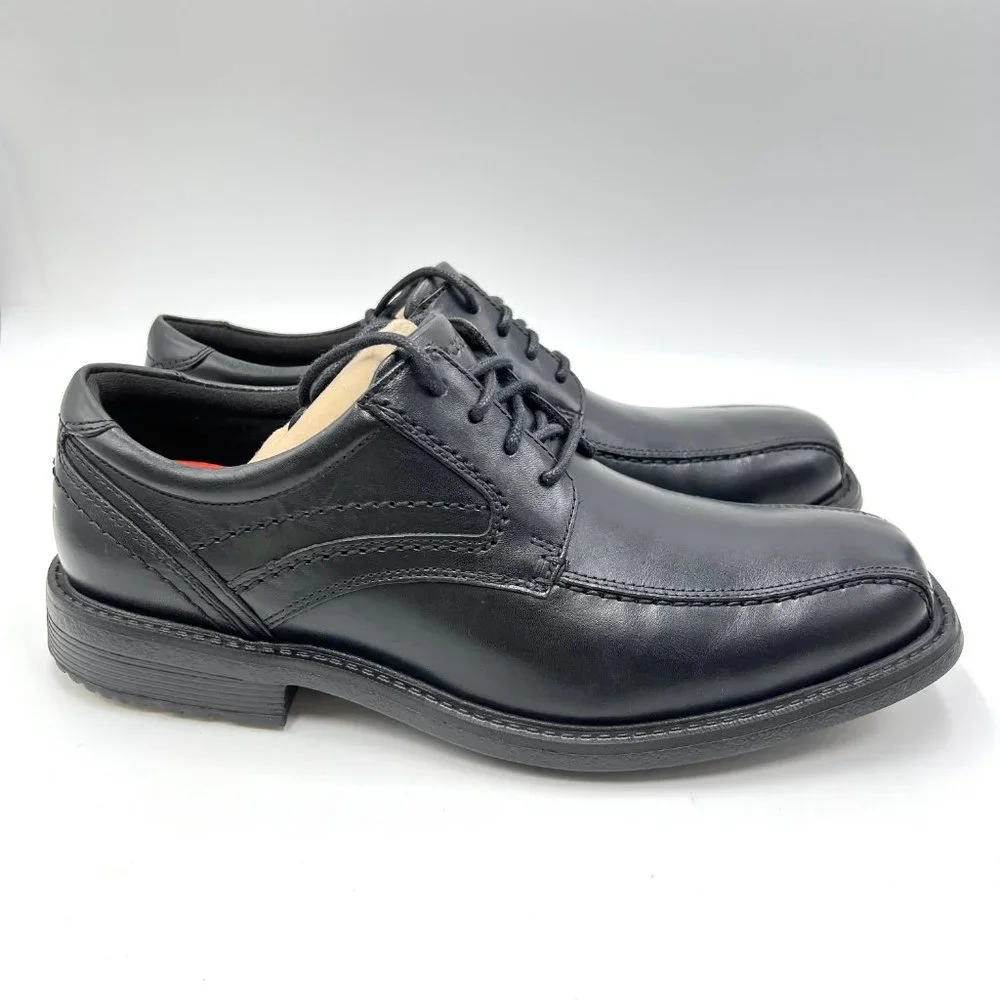 Rockport Mens Size‎ 7 Leader 2 Black Leather Lace Bike Toe Oxfords Dress Shoes